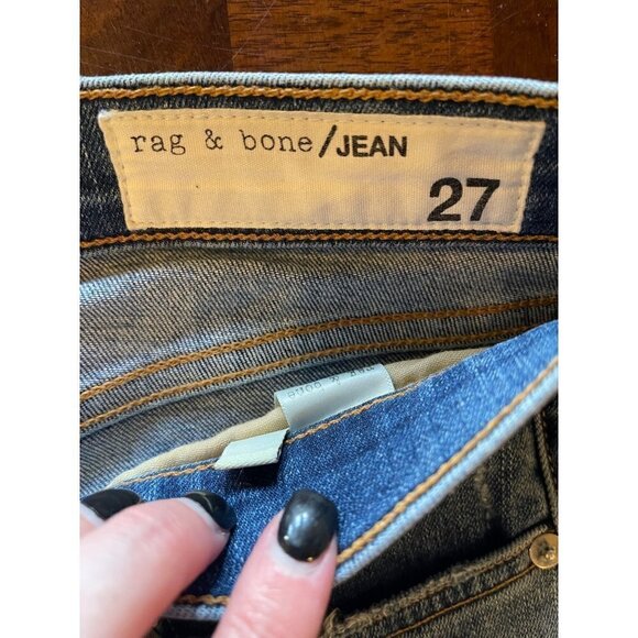 Rag & Bone Blue Commodore Medium Wash Distressed Skinny Jeans‎ Size 27 - Picture 8 of 12